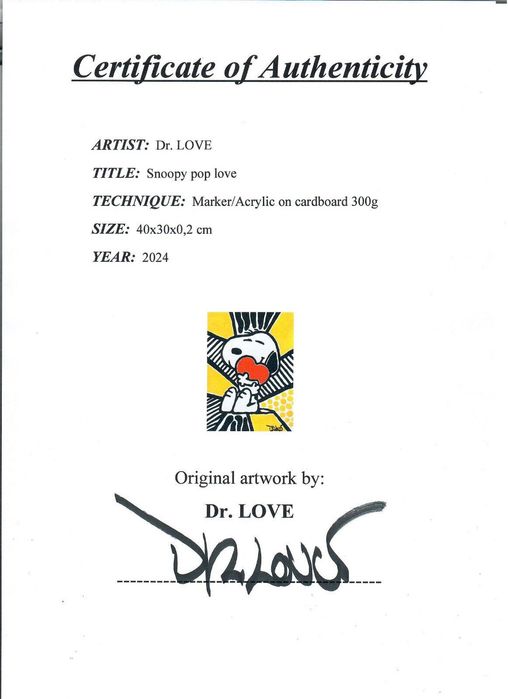Pintura - Dr. LOVE - Original Artwork : Snoopy