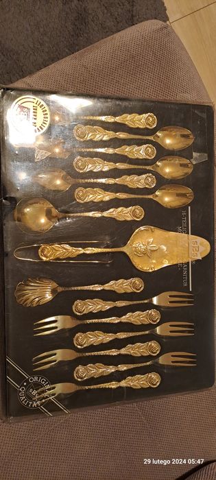 sztućce pozłacane 24 k