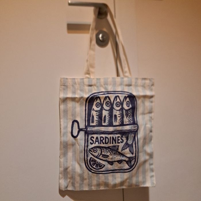 Shopper torba na zakupy na ramię ryby sartynki lato nowa