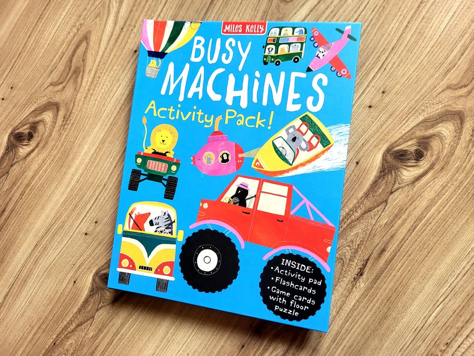 Busy Machines Activity Pack! 3w1 fiszki karty do gry książka zadania ...