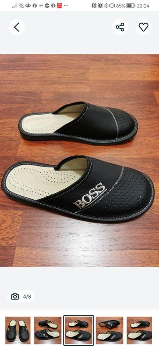 Pantofle Męskie Skórzane Boss