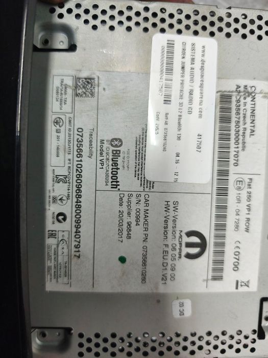 Sistema De Áudio Rádio Cd Citroen Jumper Camión
