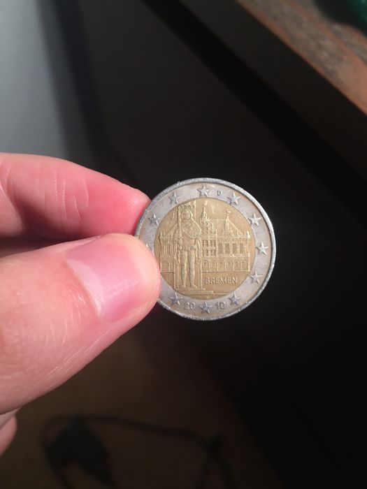 Moeda 2 euros COLEÇÃO RARA COM DEFEITO NA COR