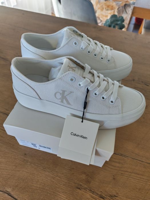 Tenisówki Calvin Klein Vulc Flatform Cv Mg Białe, rozmiar 38, NOWE