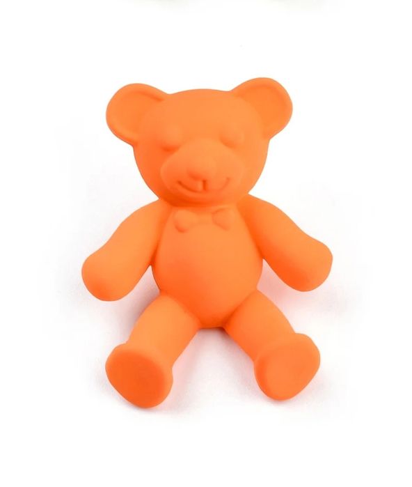 Значки об'ємні пластик плюшевий ведмедик неоново-оранжевий