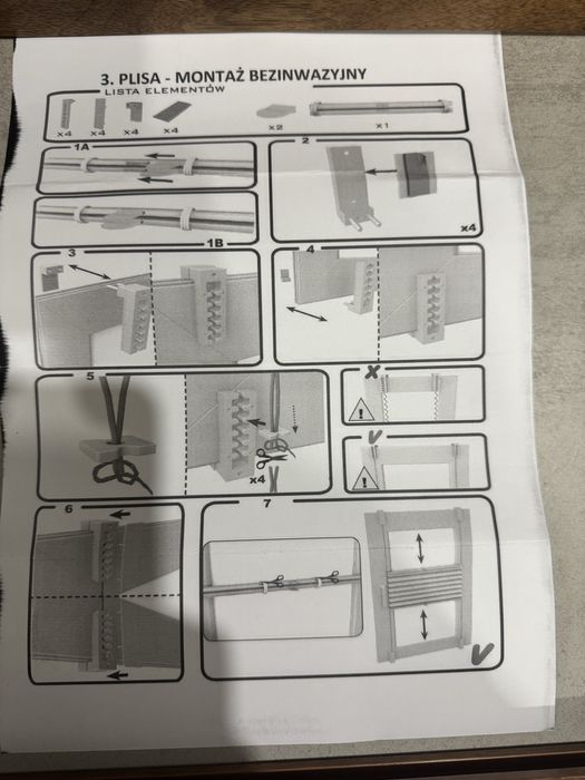 Plisa okienna bezinwazyjna