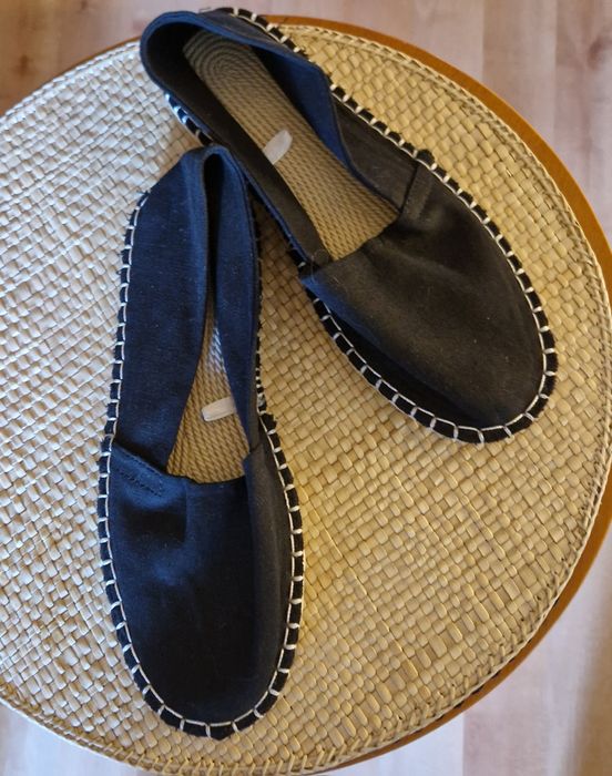 Damskie BUTY typu Espadryle  czarne płótno sznurek wnętrze z tworzywa