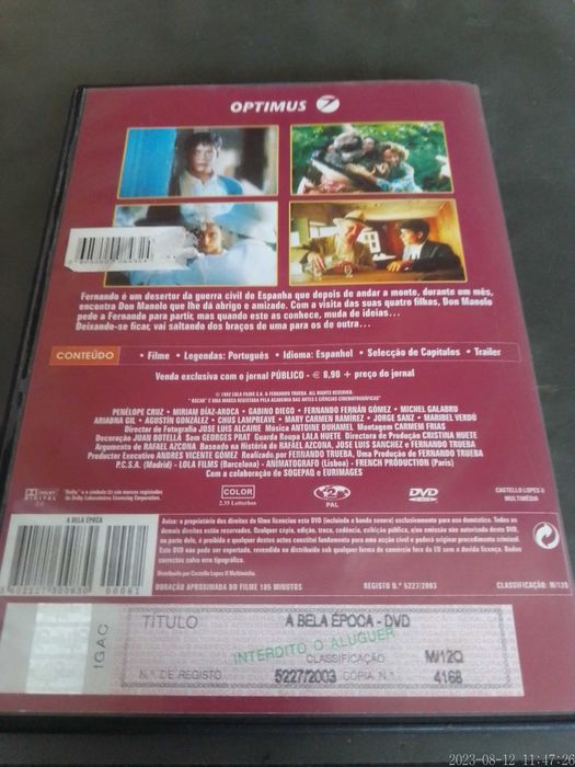 DVD Belle Époque Filme de Fernando Trueba Penelope Cruz Verdú Legd PT