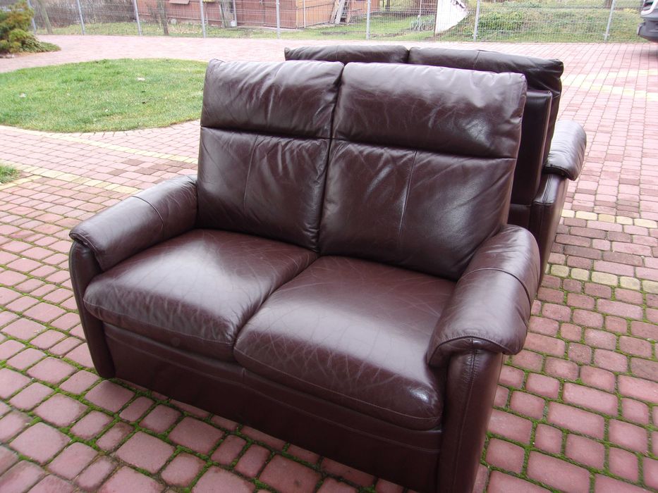 Dwie kanapy skóra brąz.Bdb stan