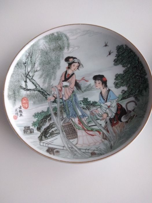 Talerze. Ręcznie malowane Delft Blue. Japońskie Vintage.