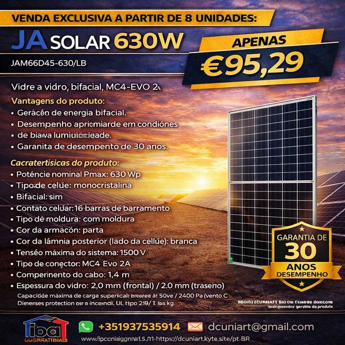 JA SOLAR 630W - JAM66D45-630/LB