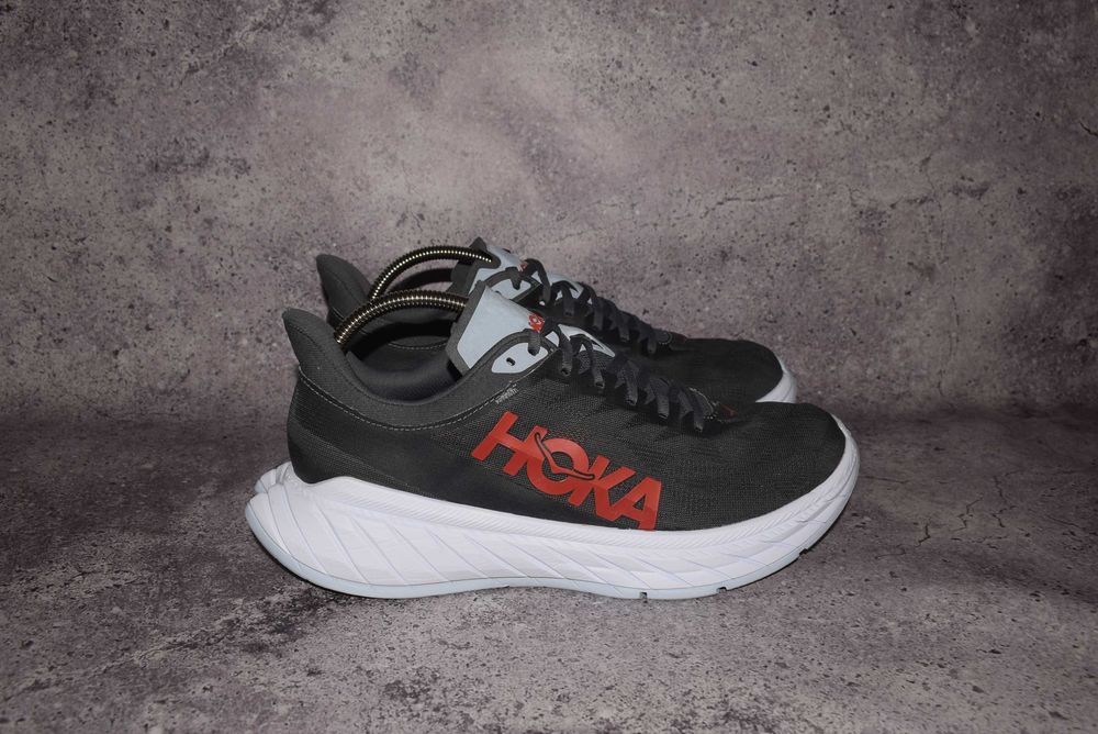Hoka One Carbon X2 Dark Shadow/Fiesta (Чоловічі Бігові Кросівки Хока Карбон пластина 3 4 )