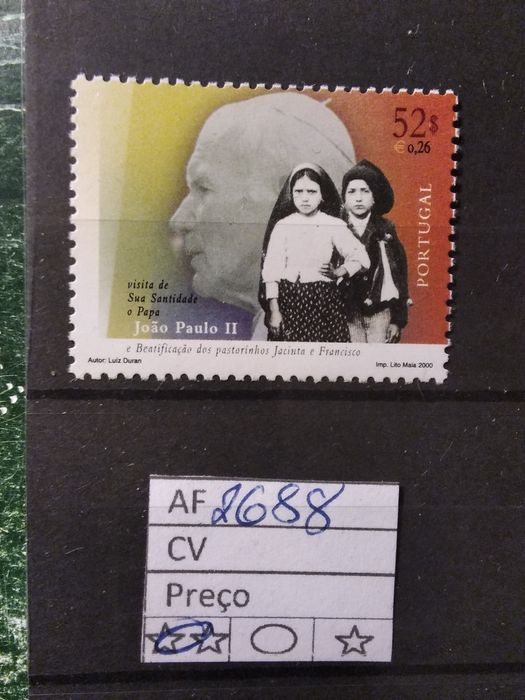 2000 Visita a Portugal Papa João Paulo II MNH **