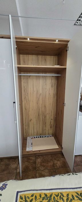 Duża szafa narożna 236x201 biały połysk / dąb  aristan