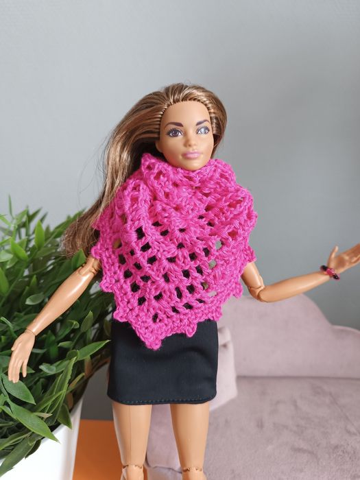 Chusta na szydełku dla lalki Barbie i Blythe