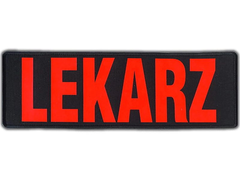 Emblemat LEKARZ FLUO na rzepie 31 x 10 cm