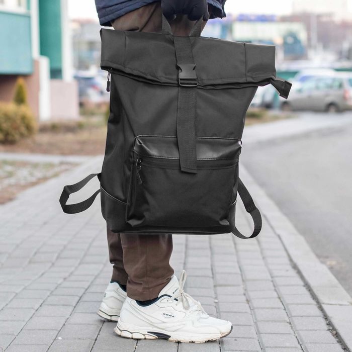 Рюкзак ROLLTOP Neptun міський чорний тканинний на 18 -23л. РОЛ ТОП