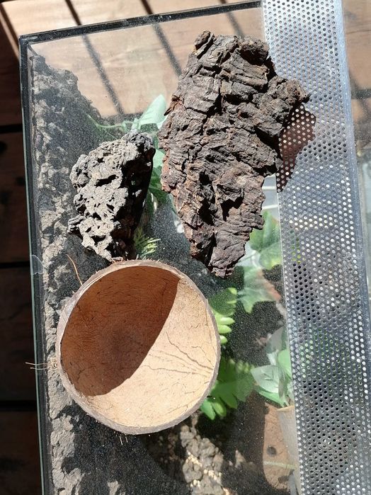 Terrarium dla gekona lamparciego z matą grzewczą + dodatki