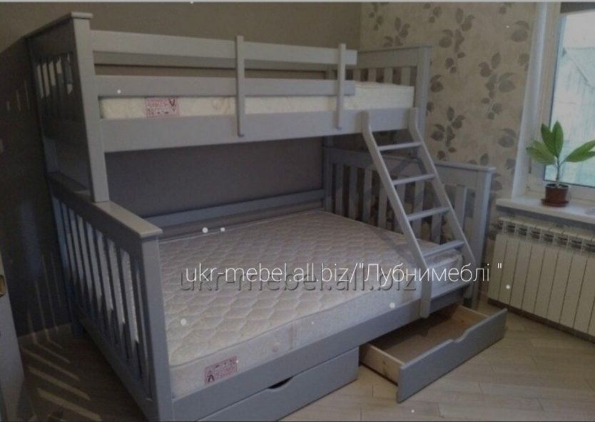 Кровать двухъярусная   "Мир",  ліжко з натурального дерева.