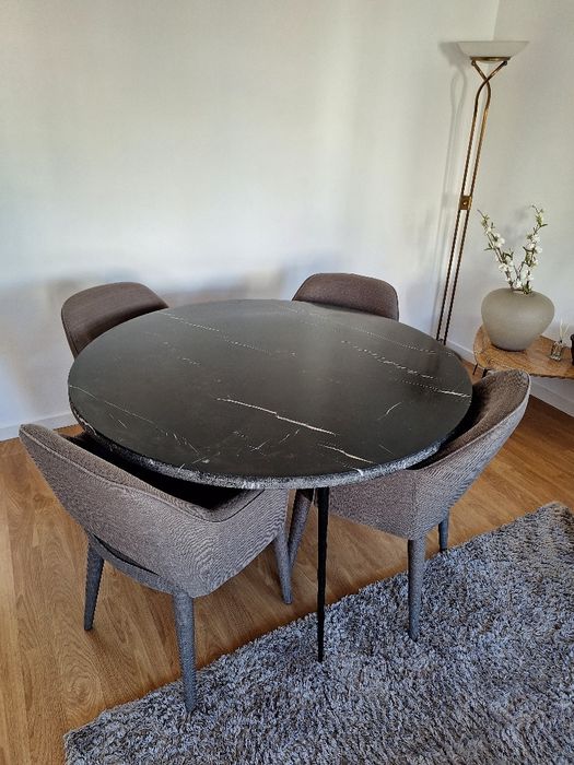 4 Cadeiras de tecido cinzentas com braços