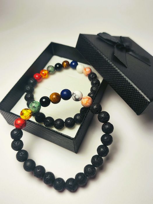 Pulseira de pedra vulcânica natural chakra meditação equilíbrio energia cura - Aromaterapia
