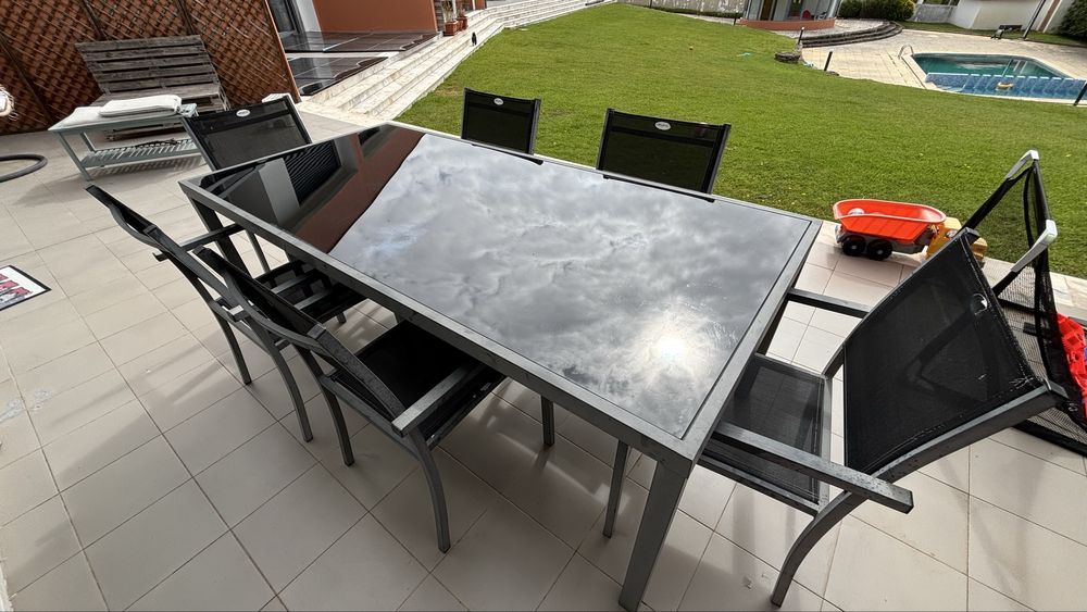 Mesa exterior aluminio e vidro 6-8 pessoas