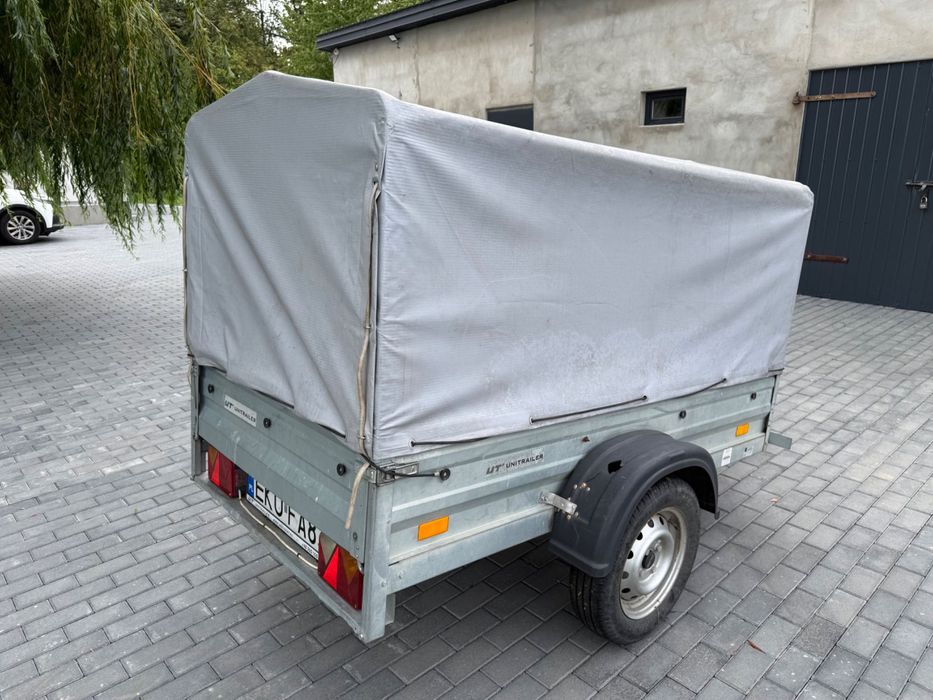 Przyczepka Samochodowa Tema Unitrailer Szer. 1m Dł. 2m Stelaż Plandeka DMC 750Kg