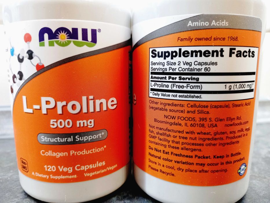 Now Foods, L-Proline 500 мг (120 капс.), пролин, пролін