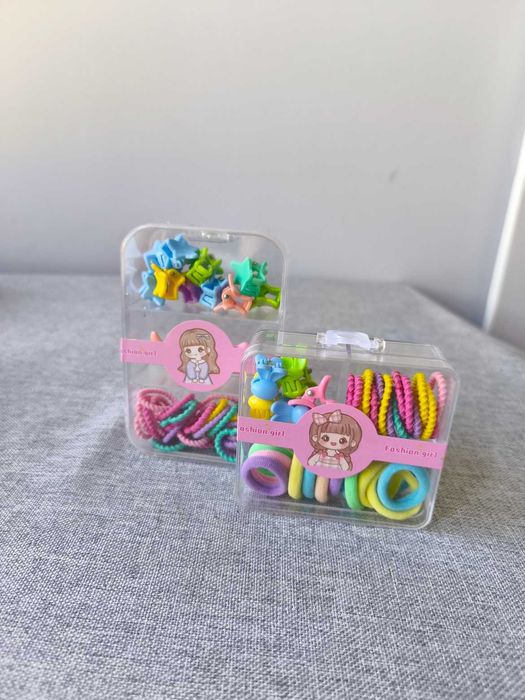 Kolorowe spinki gumki gumeczki do włosów dziecięce małe + duże opak