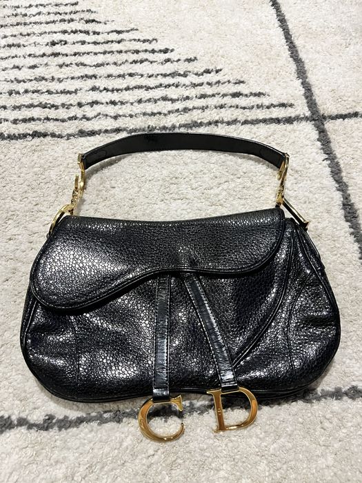 Torebka Christian Dior Calfskin Stingray Embossed Double Saddle Bag