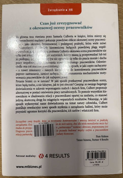 Skończ z okresową oceną pracowników. Lawrence Rout, Samuel a Culbert