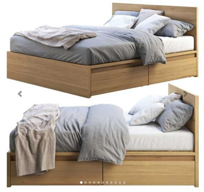 Cama casal MALM IKEA 1,60 de largura e 2 caixas p/ arrumos