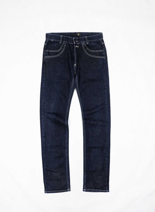 Just Cavalli granatowe spodnie jeansowe jeansy S logo