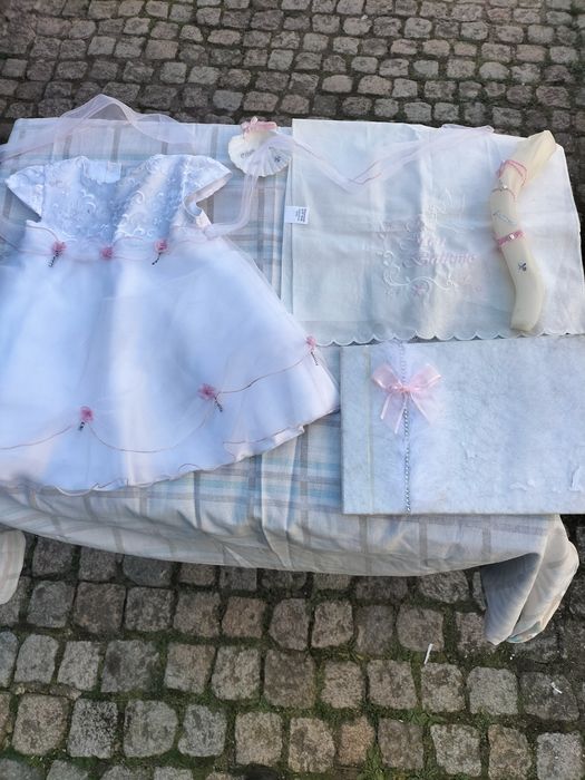 Vestido toalha vela concha e livro batizado