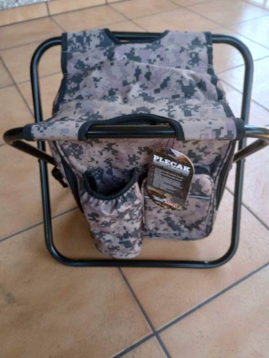 Krzesło Turystyczno-Wędkarskie Z Plecakiem składane 3w1