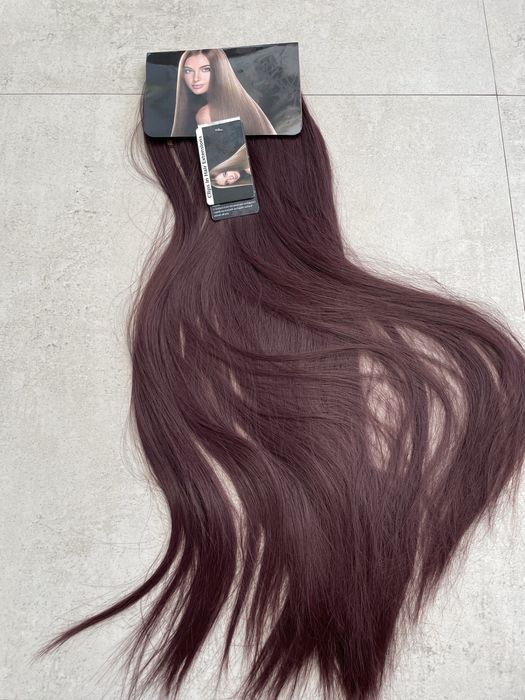Wlosy syntetyczne dopinki clip-in bordo burgund dlugie proste