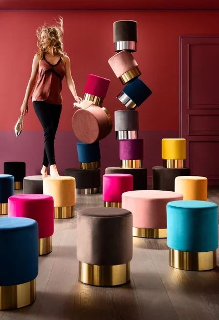 Puf pufa kare design burgund velvet