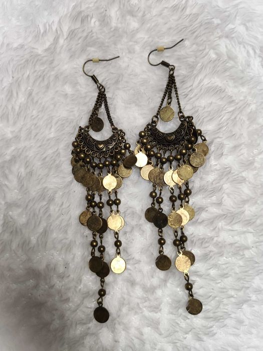 Kolczyki wiszące miedziane, czerwone