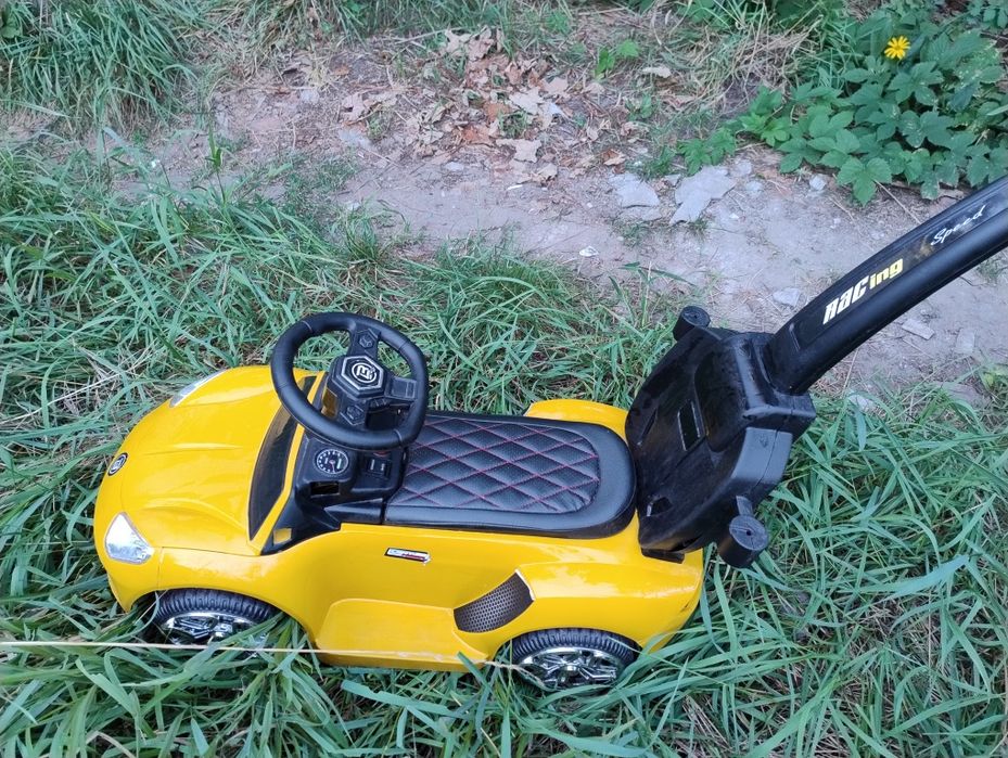 Дитячий електромобіль каталка-толокар 2в1 з батьківською ручкою Bambi Racer Lambo Yellow
