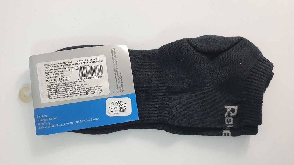 Reebok Skarpetki INSIDE SOCKS czarny rozmiar 35-38