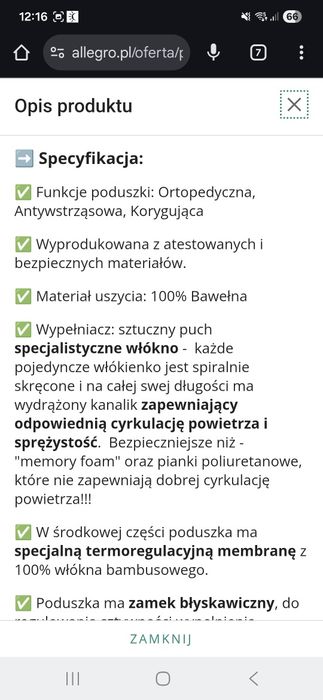 Poduszka ortopedyczna