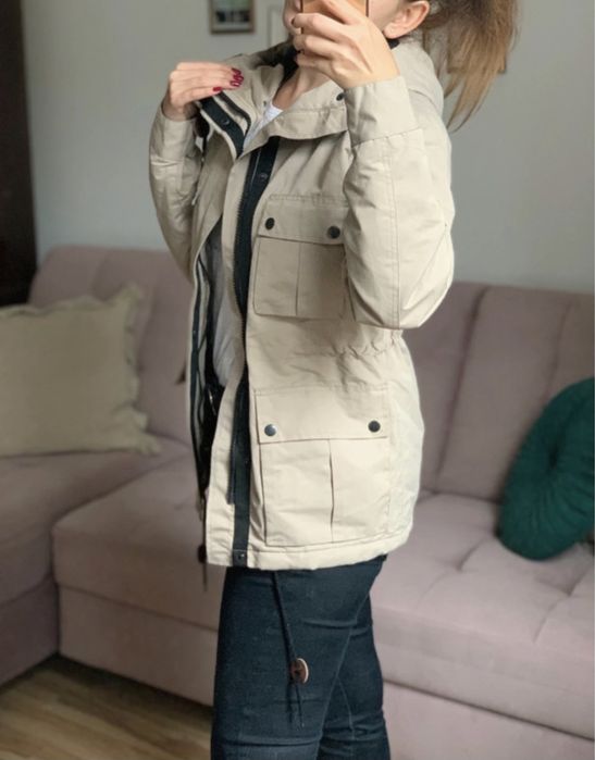 Kurtka jesienna zimowa parka beżowa XS S