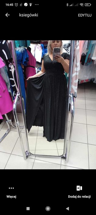 Czarna sukienka brokat studniówka Sylwester wesele L/XL