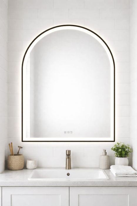 Smart Lustro LED 90x60 podgrzewane głośnik bluetooth czarna ramka