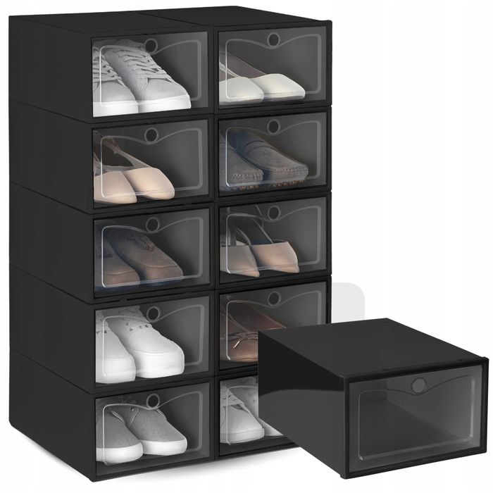 10x Czarny Organizer Na Buty  Pudełka Szafka Pojemnik Składane Szafa