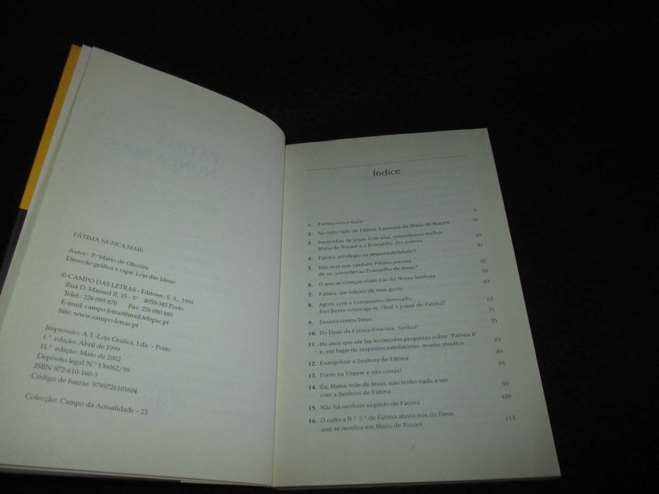 Livro Fátima Nunca Mais Padre Mário de Oliveira