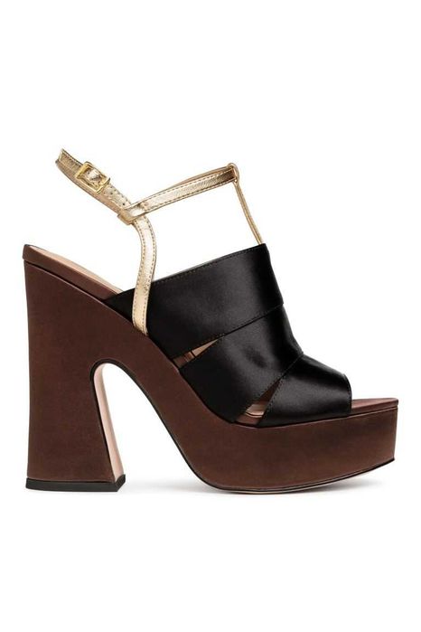 Satynowe sandały na obcasie i platformie H&M rozmiar 38