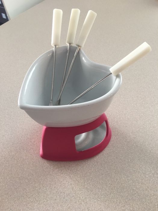 Mini zestaw do fondue, serce, ceramiczny