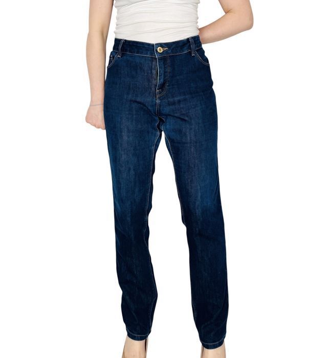 Granatowe jeansy proste wysoki stan XXL 44