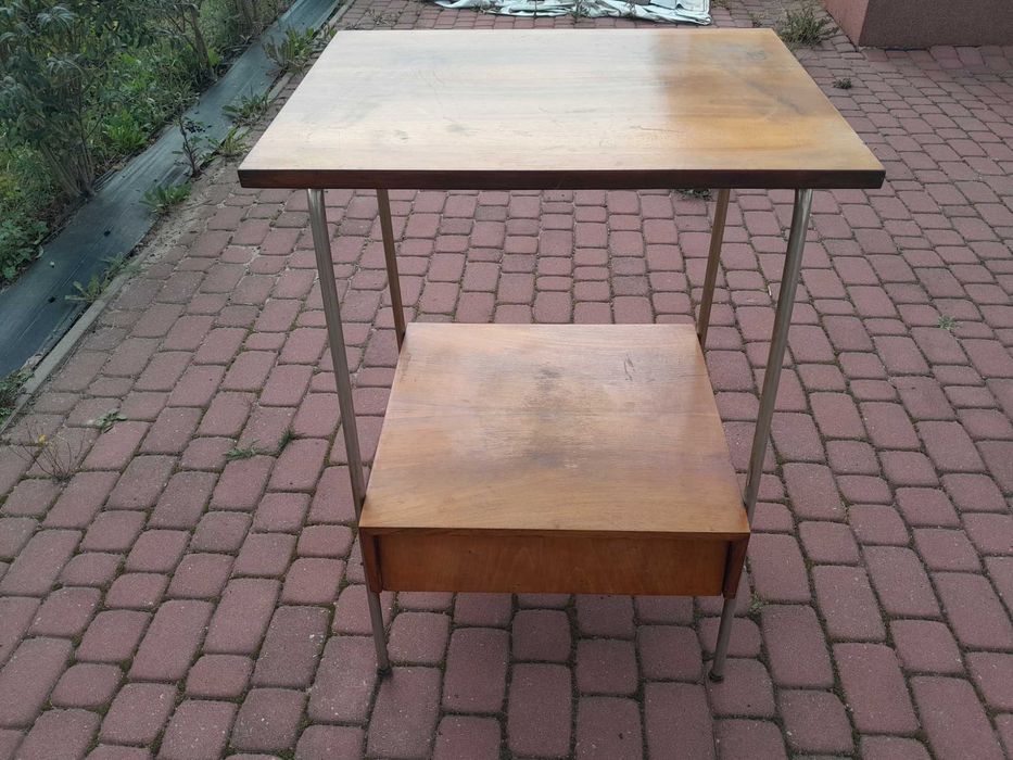 Stary stolik telewizyjny, radiowy, PRL, proj. Mieczysław Puchała?